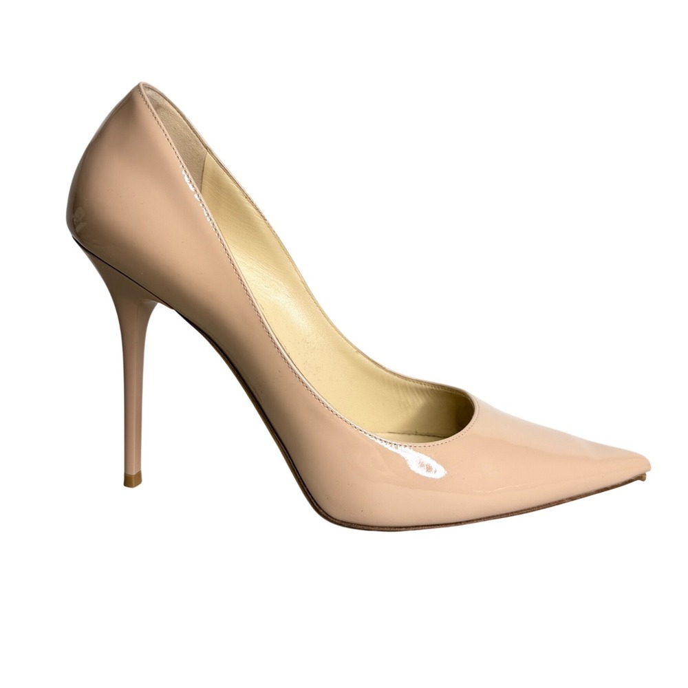 Jimmy Choo Pump Nude Patent Leather Pointed Toe Stiletto Made in Italy 41